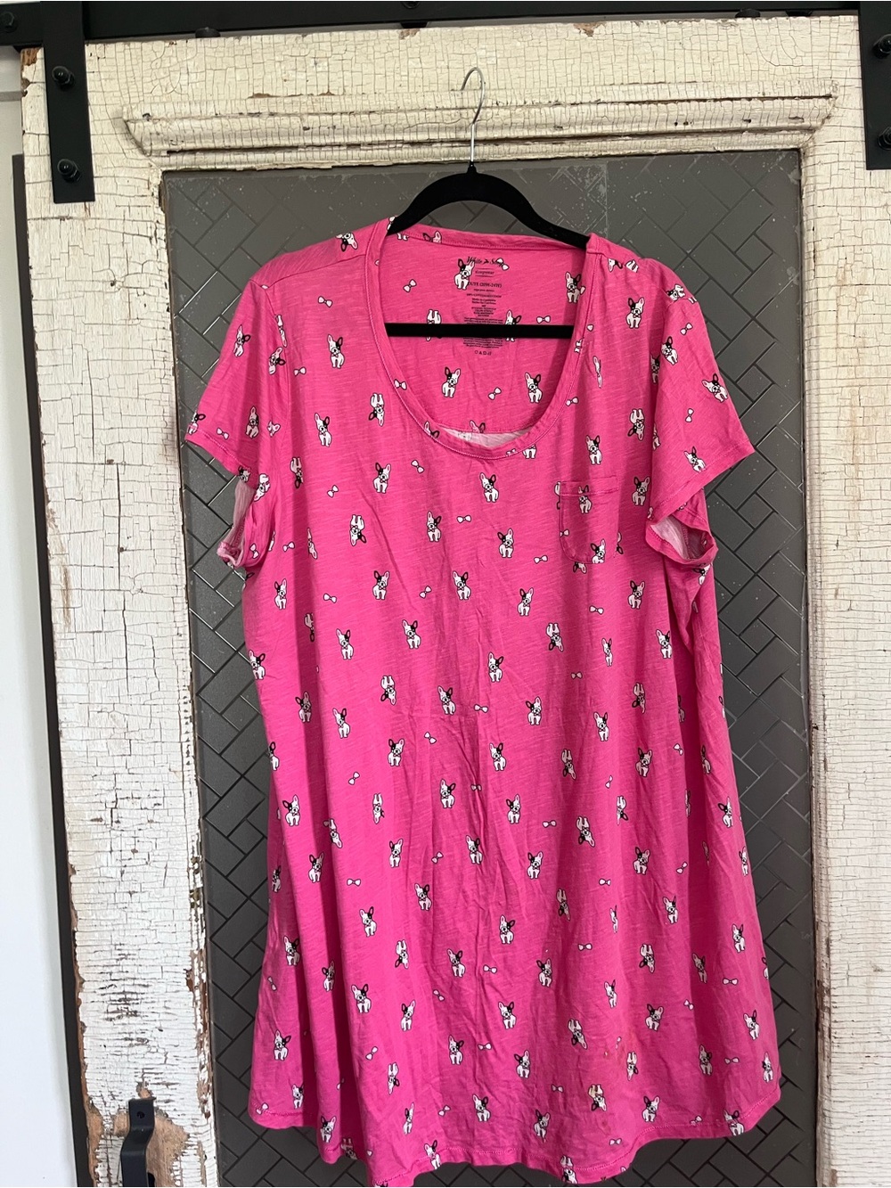 Cozy Pink Short-Sleeve Sleep Tee with Dog Print